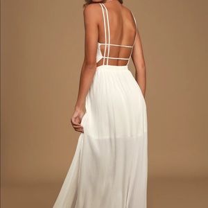 Lulu’s Lost in Paradise White Maxi Dress, XS